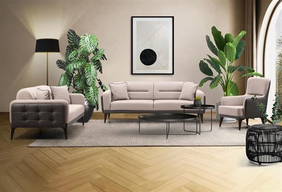 Dilan Koltuk Takımı (Kahve Deri-Kahve Kumaş)