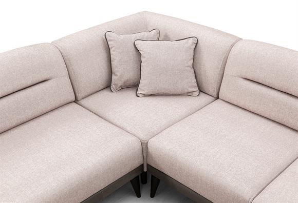 Dilan Köşe Takımı (Gri Deri-Cappucino Kumaş)