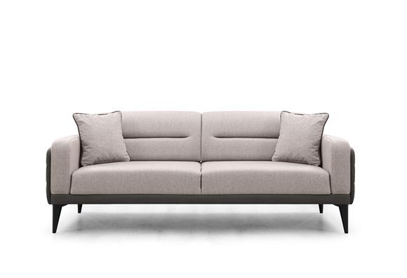 Dilan Üçlü Koltuk (Gri Deri-Cappucino Kumaş)