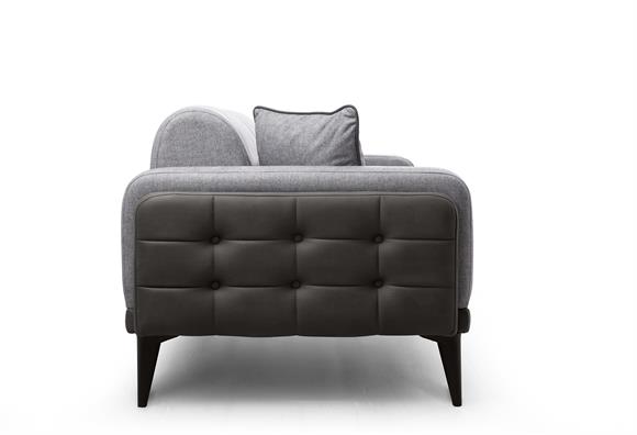 Dilan Üçlü Koltuk (Gri Deri-Gri Kumaş)