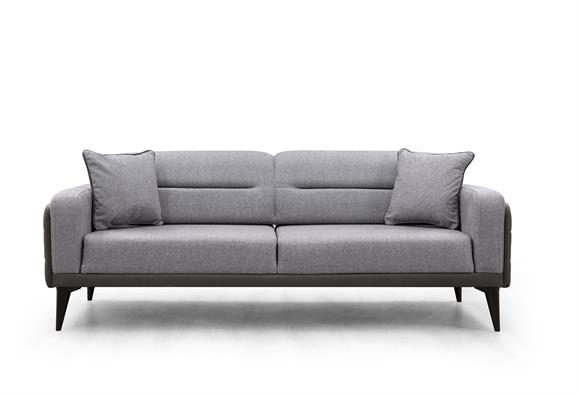 Dilan Üçlü Koltuk (Gri Deri-Gri Kumaş)