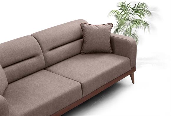 Dilan Üçlü Koltuk (Kahve Deri-Kahve Kumaş)