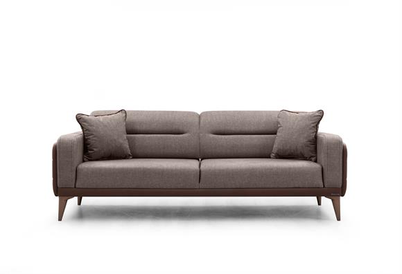 Dilan Üçlü Koltuk (Kahve Deri-Kahve Kumaş)