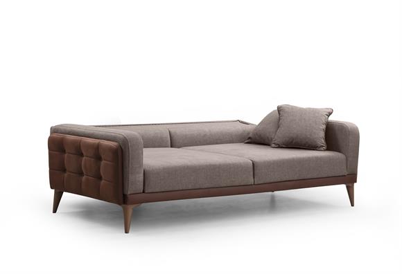 Dilan Üçlü Koltuk (Kahve Deri-Kahve Kumaş)