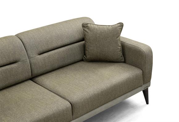 Dilan Üçlü Koltuk (Taş Rengi Deri-Yeşil Kumaş)