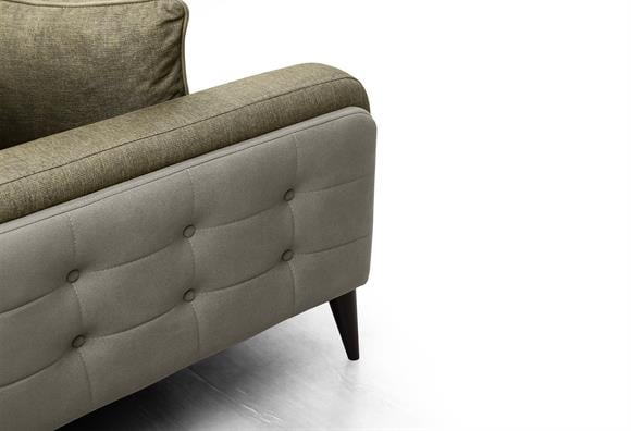 Dilan Üçlü Koltuk (Taş Rengi Deri-Yeşil Kumaş)