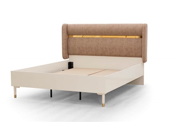 Ekru 160lık Karyola+Başlık