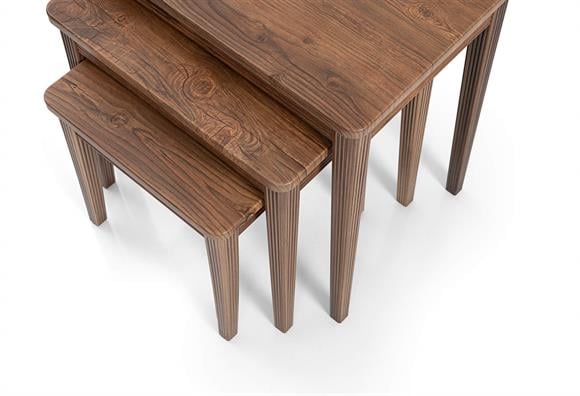 Elit Zigon Sehpa Takımı (Ceviz Ayak-Ceviz)