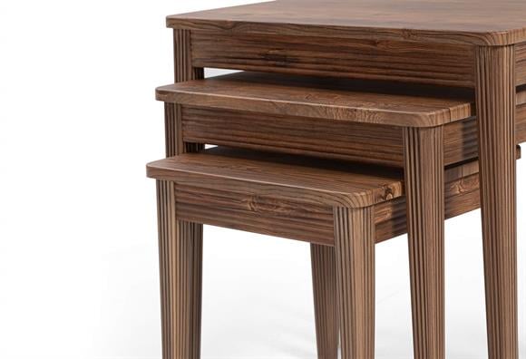 Elit Zigon Sehpa Takımı (Ceviz Ayak-Ceviz)