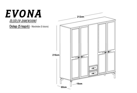 Evona 5 Kapılı Yatak Odası Takımı 