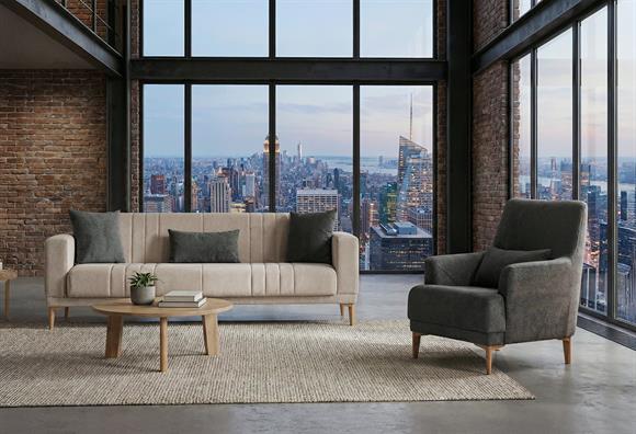 Ezel Koltuk Takımı (Antrasit-Krem)