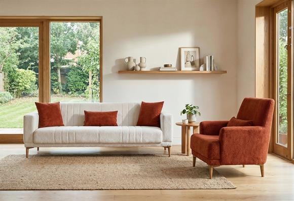 Ezel Koltuk Takımı (Krem-Kiremit)