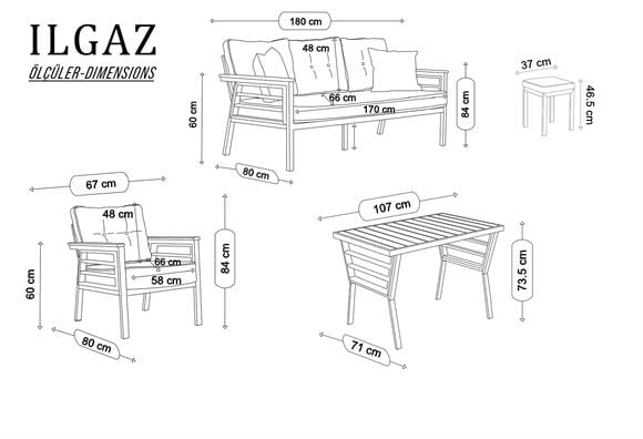 Ilgaz Bahçe&Balkon Seti (Bej)