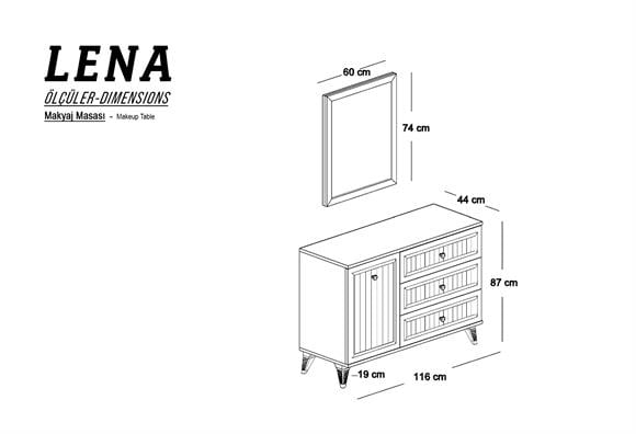 Lena Aynalı Makyaj Masası