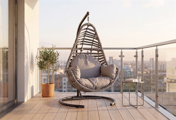 Lion Rattan Örme Salıncak (Gri)