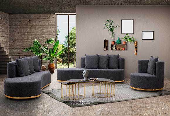 Lobya Deluxe Koltuk Takımı (Koyu Gri)