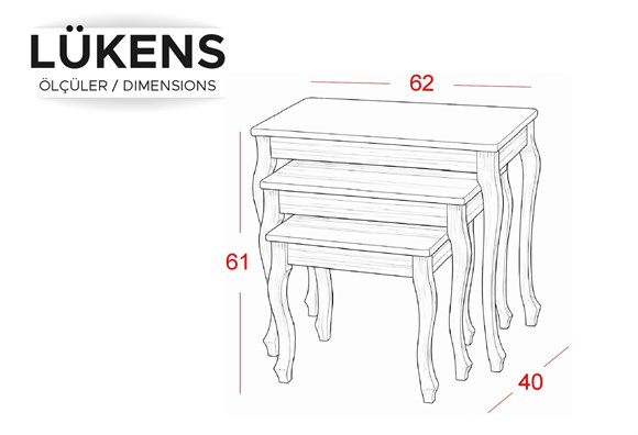 Lükens Zigon Sehpa (Meşe Ayak-Meşe)