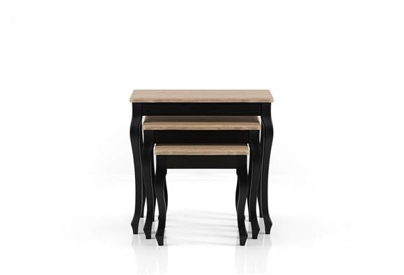 Lükens Zigon Sehpa (Siyah Ayak-Meşe)