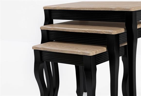 Lükens Zigon Sehpa (Siyah Ayak-Meşe)