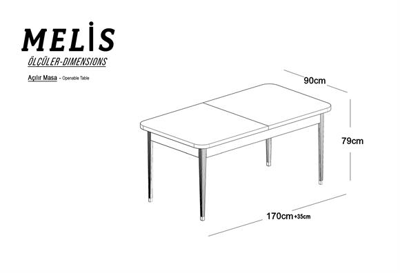 Melis 6 Kişilik Yemek Masası