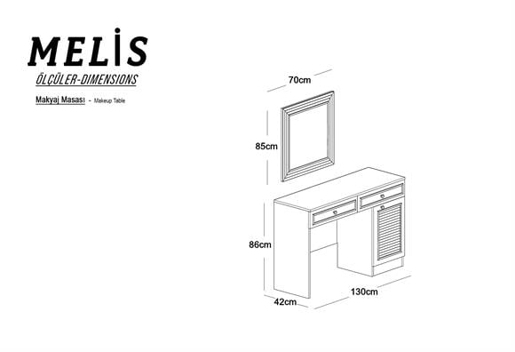 Melis Makyaj Masası Ayna Paneli