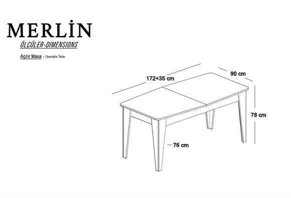 Merlin 6 Kişilik Yemek Masası