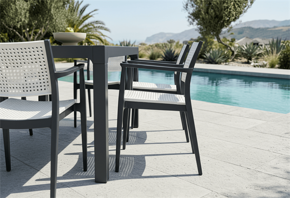 Messina 90x90 Rattan Balkon Bahçe Masa Takımıı Camlı
