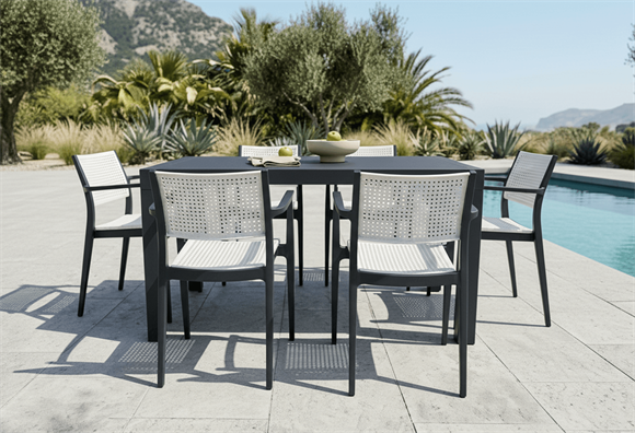 Messina 90x90 Rattan Balkon Bahçe Masa Takımıı Camlı