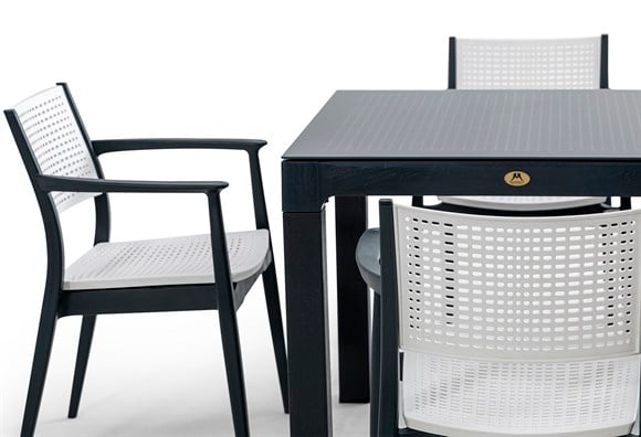 Messina 90x90 Rattan Balkon Bahçe Masa Takımı Camlı (Antrasit)