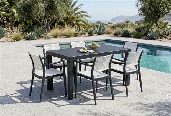 Messina 90x90 Rattan Balkon Bahçe Masa Takımıı Camlı