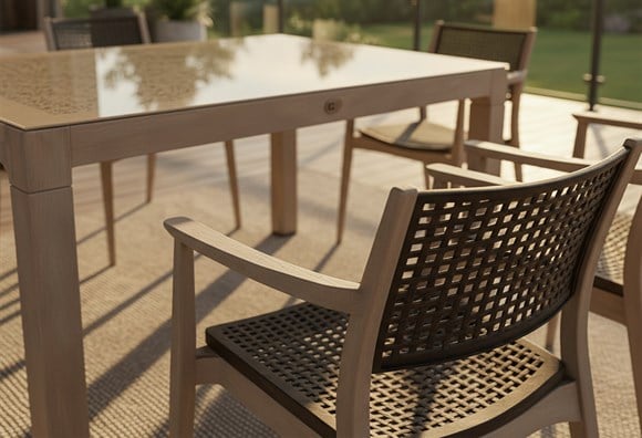 Messina 90x90 Rattan Balkon Bahçe Masa Takımı Camlı (Bej)