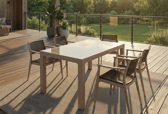 Messina 90x90 Rattan Balkon Bahçe Masa Takımı Camlı (Bej)