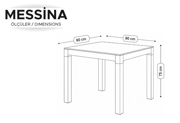 Messina 90X90 Rattan Masa Camlı (Bej)