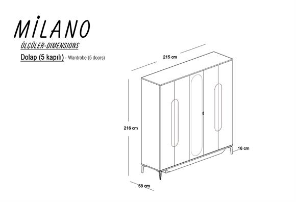 Milano 5 Kapılı Dolap