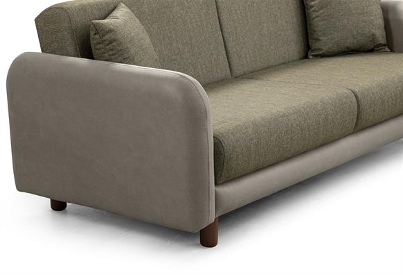 Milano Kanepe (Taş Rengi Deri-Yeşil Kumaş)