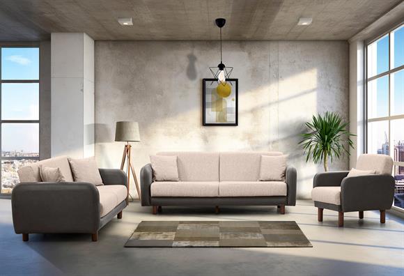 Milano Kanepe Takımı (Gri Deri-Gri Kumaş)