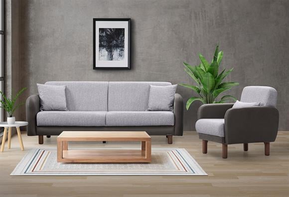 Milano Kanepe Takımı (Gri Deri-Gri Kumaş)