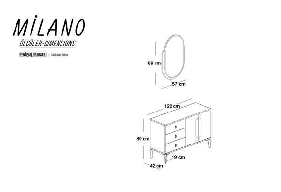 Milano Makyaj Masası Ayna Paneli