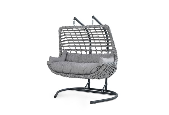Napoli Rattan İkili Örme Salıncak (Gri)