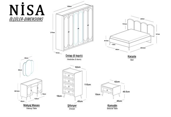 Nisa 6 Kapılı Yatak Odası Takımı