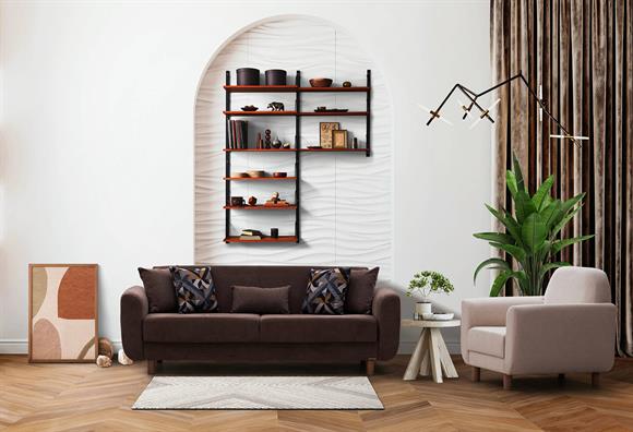 Nisa Kanepe Takımı (Koyu Kahve-Vizon)