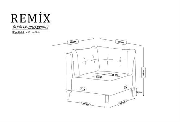 Remix Köşe Modülü (Kahve)