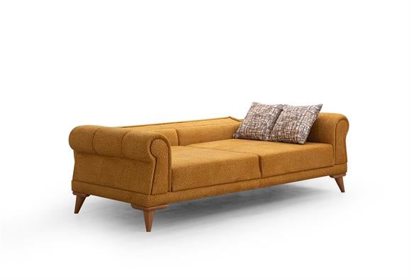 Retro Üçlü Koltuk (Hardal)