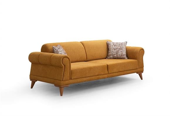 Retro Üçlü Koltuk (Hardal)