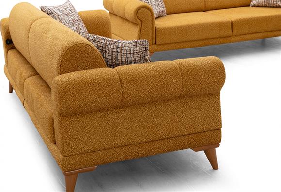 Retro Üçlü Koltuk (Hardal)