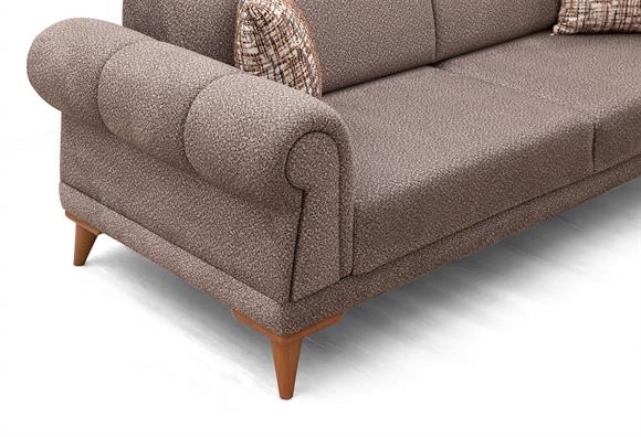 Retro Üçlü Koltuk (Sütlü Kahve)