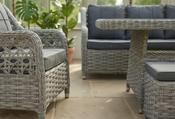 Roma Rattan Örme Balkon Bahçe Takımı (Gri)