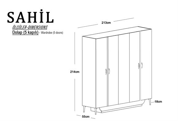 Sahil 5 Kapılı Dolap