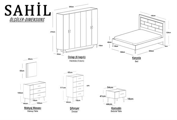 Sahil 6 Kapılı Yatak Odası Takımı