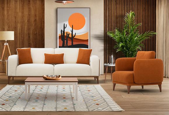 Santa Koltuk Takımı (Krem-Kiremit)